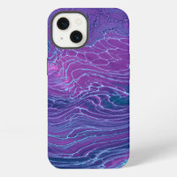 Purple Violet Blue Marbling Acrylic Abstraction