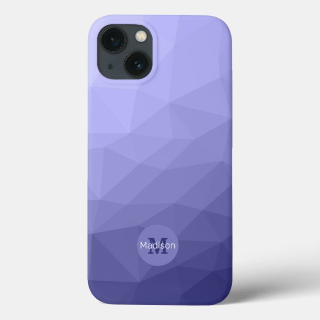 Purple violet  blue mesh ombre pattern Monogram Case-Mate iPhone Case (Back)