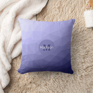 Purple violet  blue mesh ombre pattern Monogram Cushion