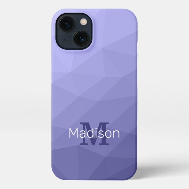 Purple violet  blue mesh ombre pattern Monogram iPhone Case (Back)