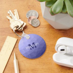 Purple violet blue mesh ombre pattern Monogram Key Ring