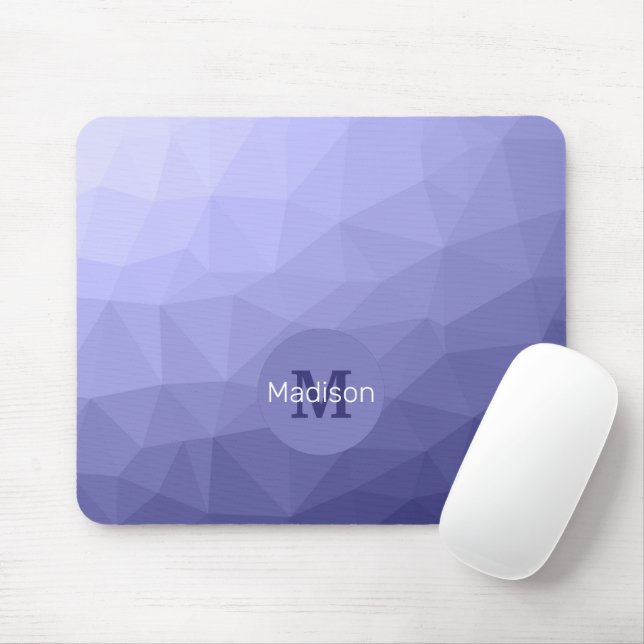 Purple violet  blue mesh ombre pattern Monogram Mouse Mat (With Mouse)