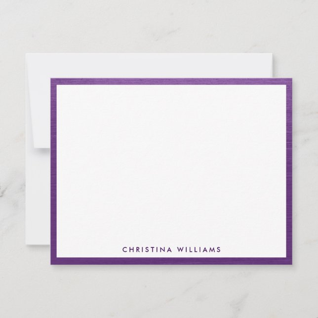 Purple Violet Brushed Metal Elegant Stylish Modern Card (Front)