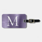 Purple Violet Brushed Metal Script Monogram Cute