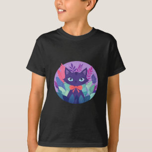 Purple Violet Cat Digital Kawaii Art Sticker T-Shirt