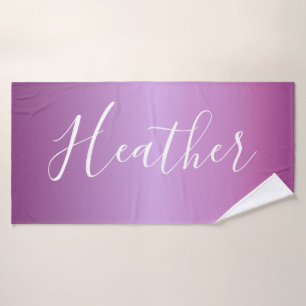 Purple Violet & Custom White Script Bath Towel