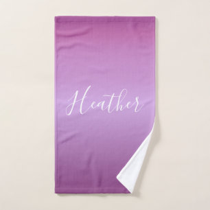 Purple Violet & Custom White Script Hand Towel