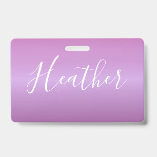 Purple Violet & Custom White Script ID Badge