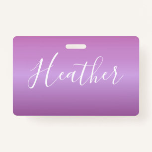 Purple Violet & Custom White Script ID Badge