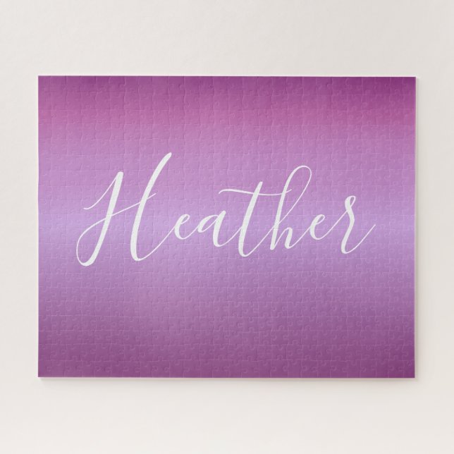 Purple Violet & Custom White Script Jigsaw Puzzle (Horizontal)