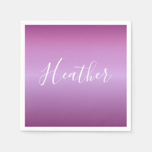 Purple Violet & Custom White Script Napkin