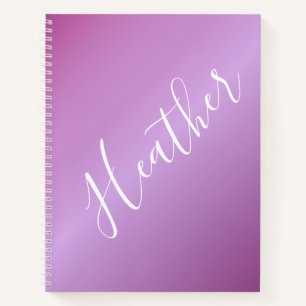 Purple Violet & Custom White Script Notebook