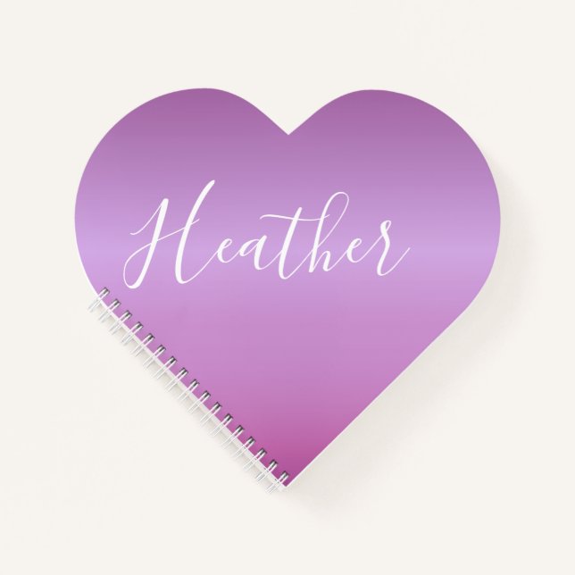 Purple Violet & Custom White Script Notebook (Front)