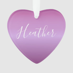 Purple Violet & Custom White Script Ornament