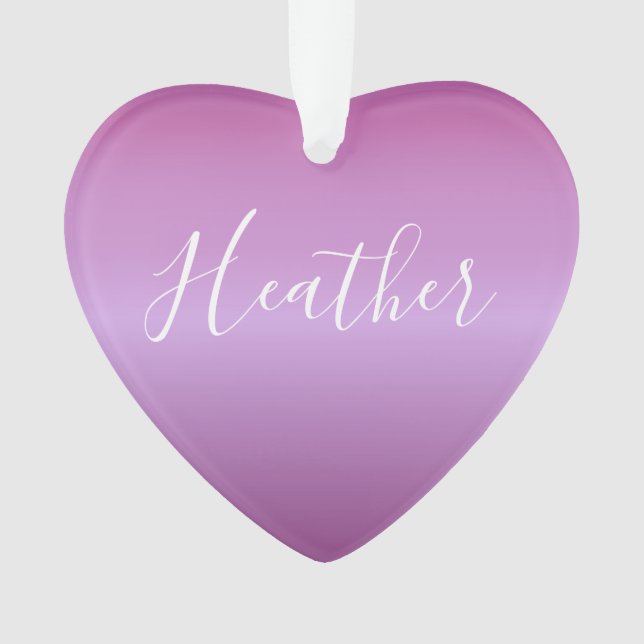 Purple Violet & Custom White Script Ornament (Front)