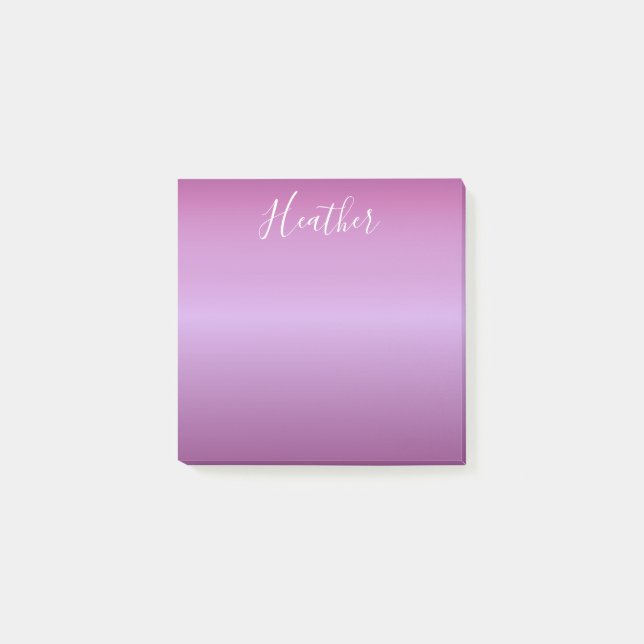 Purple Violet & Custom White Script Post-it Notes (Front)