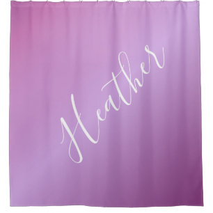 Purple Violet & Custom White Script Shower Curtain