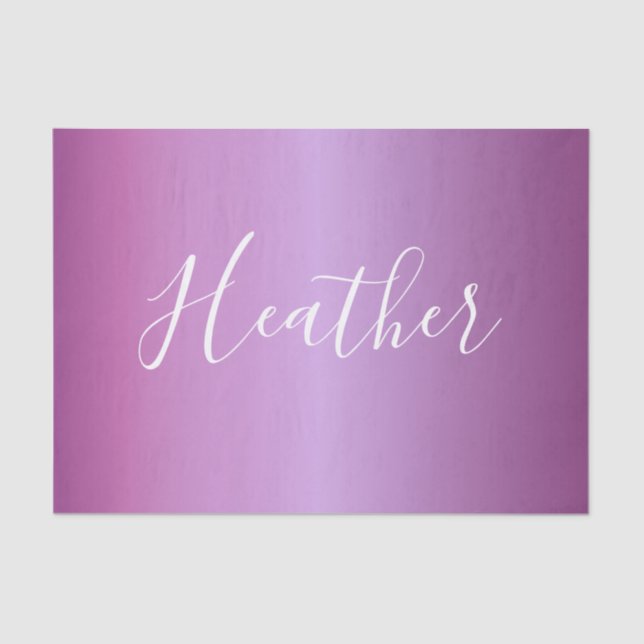 Purple Violet & Custom White Script Tissue Paper (Front)