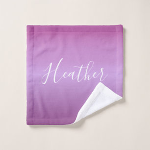 Purple Violet & Custom White Script Wash Cloth