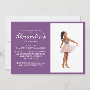 Purple / Violet Dance Recital Photo Invite