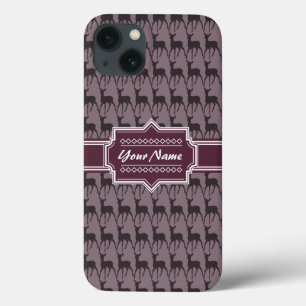 Purple Violet Deer Personalised Name iPhone 13 Case