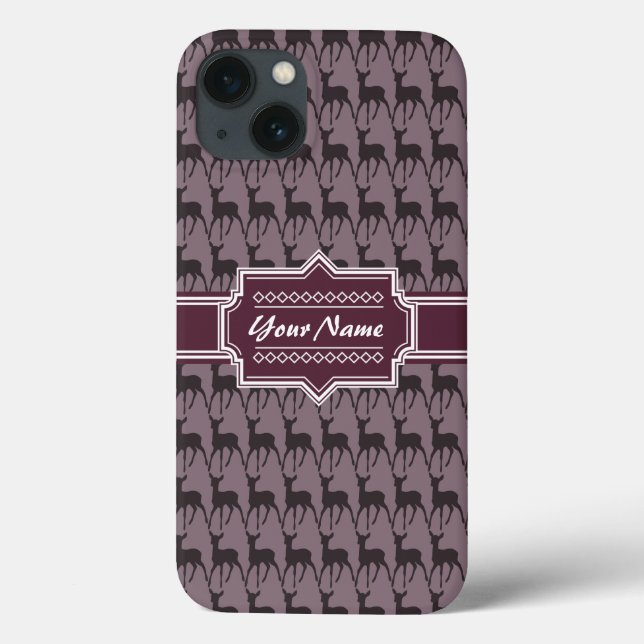 Purple Violet Deer Personalised Name Case-Mate iPhone Case (Back)
