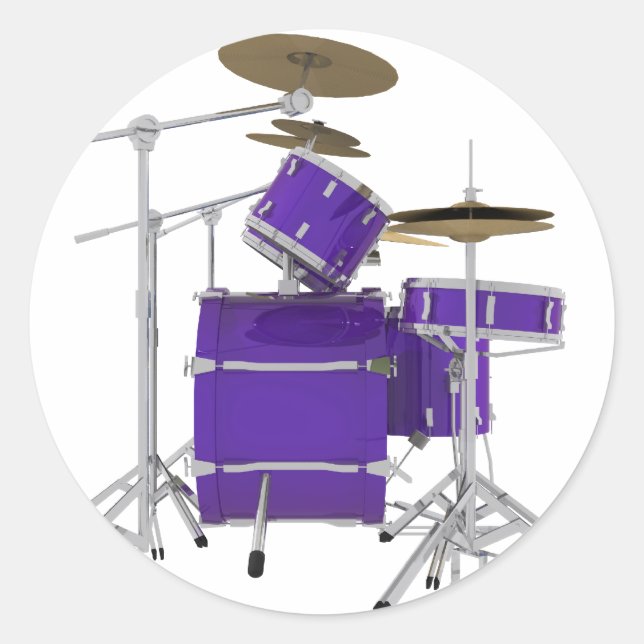 Purple / Violet Drum Kit: Classic Round Sticker (Front)