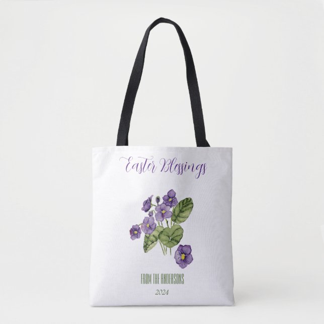 purple violet easter blessings tote bag (Front)