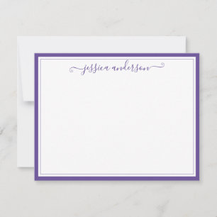 Purple Violet Elegant Modern Preppy Girly Script Card
