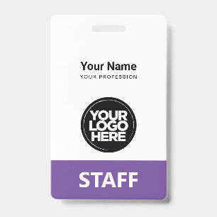 Purple Violet Employee Name Business Logo Qr Code ID Badge