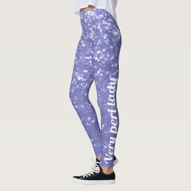 Purple violet faux sparkles glitter Your name Leggings (Left)