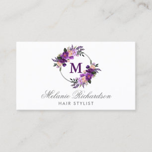 Purple Violet Floral Hair Stylist Appointment M Card