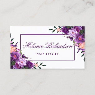 Purple Violet Floral Hair Stylist Appointment P Card