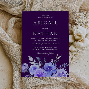 Purple & Violet Floral Watercolor Wedding Invitation