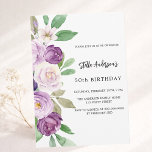 Purple violet florals birthday invitation<br><div class="desc">A violet,  lavender watercolored background and an arch frame.  Decorated with violet and purple watercolored flowers and greenery.  Personalise and add your name and party details.</div>