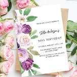 Purple violet florals birthday invitation<br><div class="desc">A violet,  lavender watercolored background and an arch frame.  Decorated with violet and purple watercolored flowers and greenery.  Personalise and add your name and party details.</div>