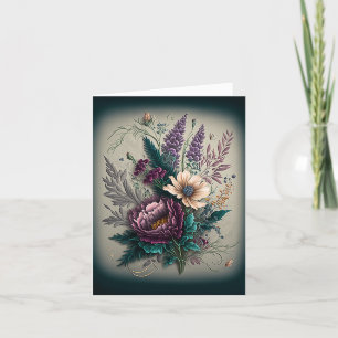 Purple Violet Flower Bundle Bouquet For Valentines Holiday Card