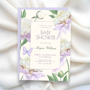 Purple violet Flower garden baby shower Invitation