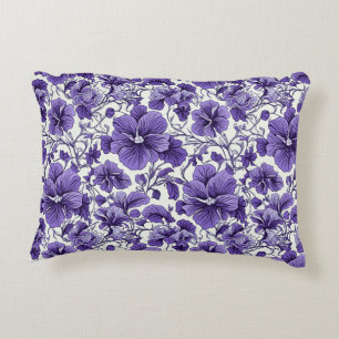 Purple Violet Flowers Botanical Floral Pattern Decorative Cushion