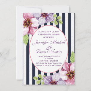 Purple violet flowers Rehearsal Dinner Invitation