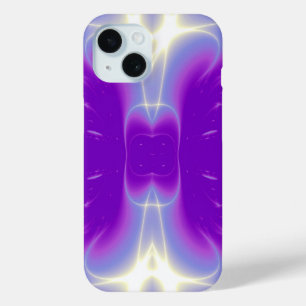 PURPLE VIOLET FRACTAL LIGHT WAVES iPhone 15 CASE