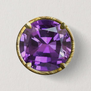 Purple, Violet Gem Design 3 Cm Round Badge