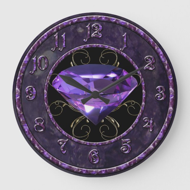 Purple, Violet Gem Large Clock (Front)