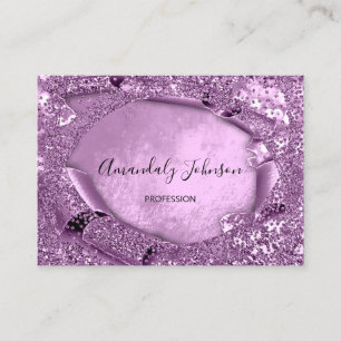 Purple Violet Glitter Confetti Makeup Artist Vip Business Card