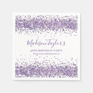 Purple Violet Glitter Sparkle Confetti Birthday Napkin