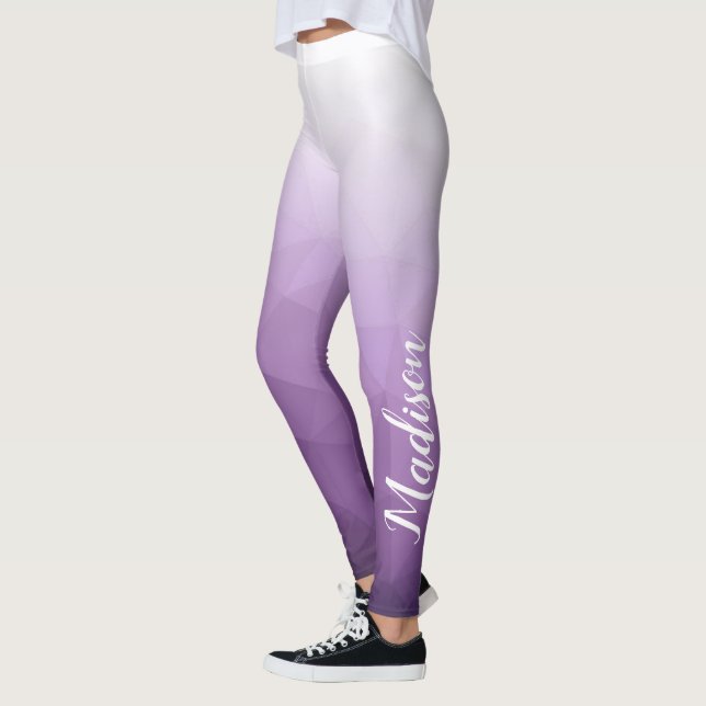 Purple violet Gradient Geometry Mesh Pattern Name Leggings (Left)