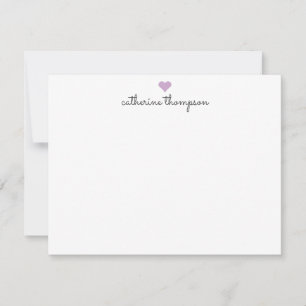 Purple Violet Heart Feminine Script Girly Stripe Card