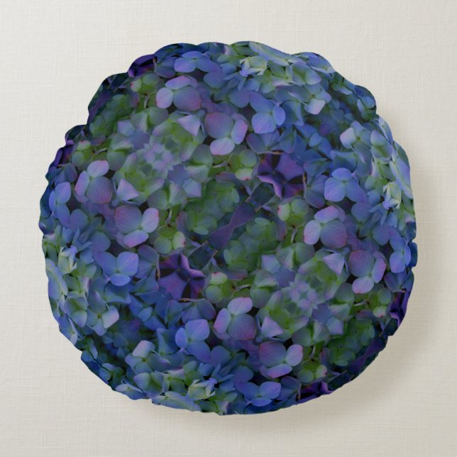 Purple violet Hydrangea Round Cushion (Front)