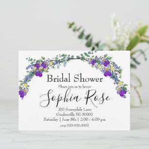 Purple violet Lavender Eucalyptus Bridal shower Invitation