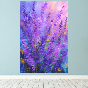 Purple Violet Lavender Flowers Abstract Wall Art